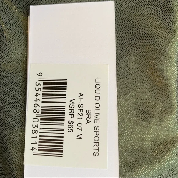 NWT Anthropologie All Fenix Liquid Metallic Olive High-Impact Sports Bra - Picture 3 of 6